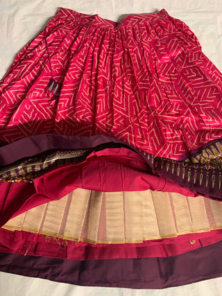 Navaratri, Garba Lehenga - Tussar Silk Lehenga, Blouse & Dupatta Set Bandhej, Ajarakh Print and Gotta Patti Work, Listing ID: 9588477395226