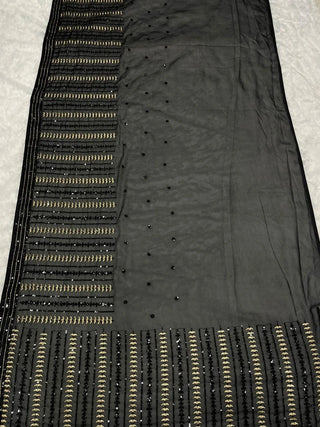 BLACK COLOR FANCY GEORGETTE DESIGNER SAREE  SEQUINS COLLECTION