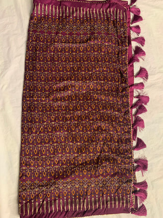 Navaratri, Garba Lehenga - Tussar Silk Lehenga, Blouse & Dupatta Set Bandhej, Ajarakh Print and Gotta Patti Work, Listing ID: 9588477395226