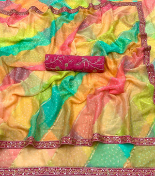2-3 Days Delivery! Indian Saree for Women Ready to Wear Saree Chiffon with Embroidery Party Wear Multi Color, Listing ID: 8664658051354