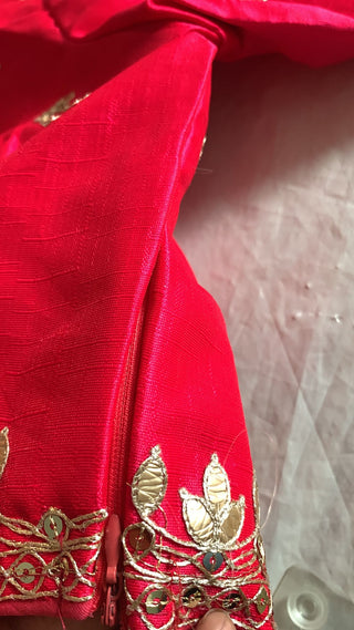 Pink Color stitched Blouse With Butta Work on blouse And gotta Lace Border Work
