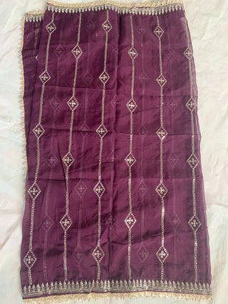 2-4 Days Delivery! Premium Faux Georgette Kurti, Sharara, Dupatta Set With Zigzag Line Sequins Thread Embroidery Work, Listing ID: 9421633716506