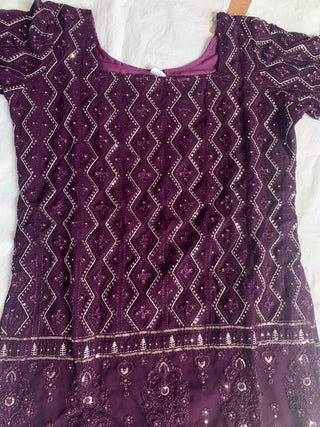 2-4 Days Delivery! Premium Faux Georgette Kurti, Sharara, Dupatta Set With Zigzag Line Sequins Thread Embroidery Work, Listing ID: 9421633716506