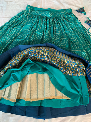 Navaratri, Garba Lehenga - Tussar Silk Lehenga, Blouse & Dupatta Set Bandhej, Ajarakh Print and Gotta Patti Work, Listing ID: 9588477395226