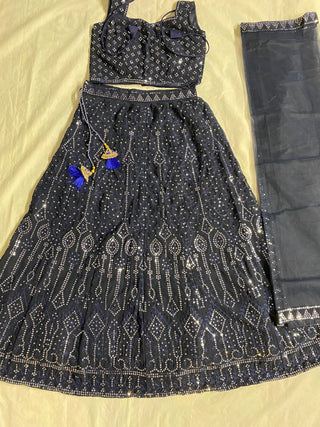 Ship From India! Beautiful Heavy Gorgeous Lehenga, Blouse & Dupatta Set With Embroidery Sequins Work, Listing ID: PRE8766255005978