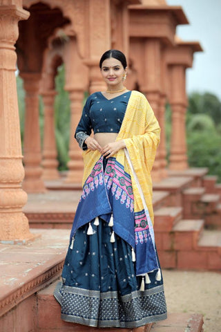 Myra-Silk-Lehenga-Blouse-Dupatta-Set-Print-Sequins-Embroidery-Work-Turquoise-1