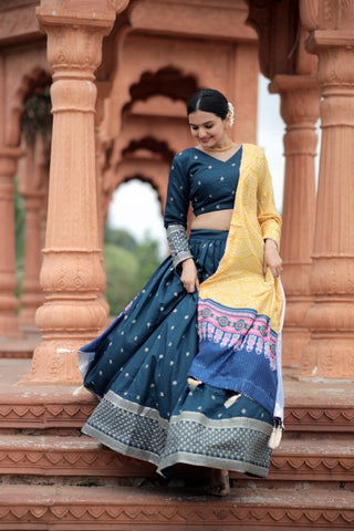 Myra-Silk-Lehenga-Blouse-Dupatta-Set-Print-Sequins-Embroidery-Work-Turquoise-2