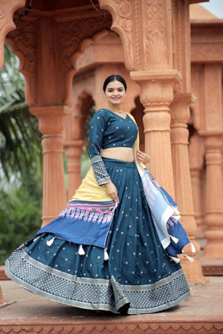 Myra-Silk-Lehenga-Blouse-Dupatta-Set-Print-Sequins-Embroidery-Work-Turquoise-3
