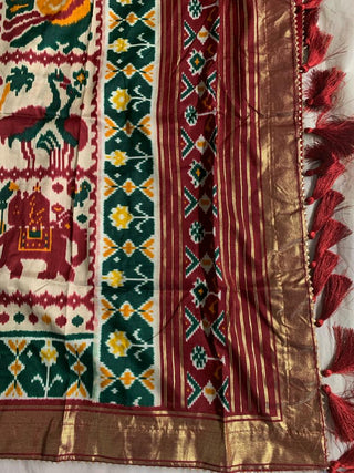 2-3 Days Delivery! Indian Lehenga for Women Ready to Wear Lehenga Choli Tussar Silk, Patola Print, Foil Work Party Wear Maroon Color Fully Stitched Blouse, Listing ID: 8740892475674