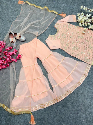 Ship From India! New Designer Heavy Sequins 5mm Embroidery Top with Sharara and Dupatta Fully Stitched Ready to Wear, Listing ID: PRE8962493186330