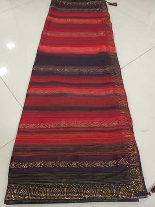 2-3 Days Delivery! Indian Saree for Women Saree Georgette Party Wear Red Color Fully Stitched Blouse, Listing ID: 9015023272218