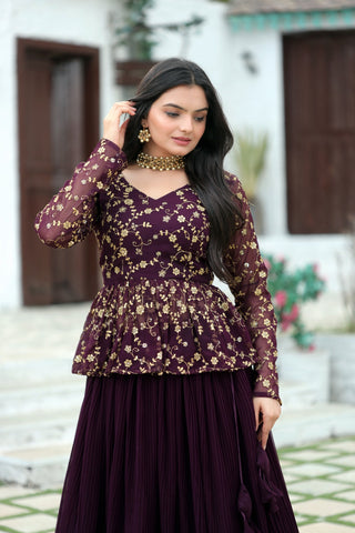 2-3 Days Delivery! Lehenga Choli with Rich Sequins and Embroidered Work Blouse Crush Pleating Fully Stitched, Listing ID: 9028627661082