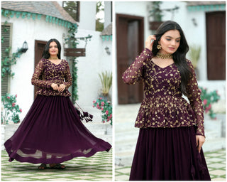 2-3 Days Delivery! Lehenga Choli with Rich Sequins and Embroidered Work Blouse Crush Pleating Fully Stitched, Listing ID: 9028627661082