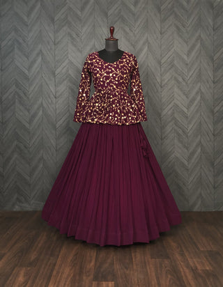2-3 Days Delivery! Lehenga Choli with Rich Sequins and Embroidered Work Blouse Crush Pleating Fully Stitched, Listing ID: 9028627661082