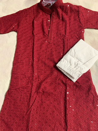 2-3 Days Delivery! Indian Boys Kurta Pyjama Ready to Wear Rayon Cotton Party Wear Chikankari Work, Listing ID: 9028658921754