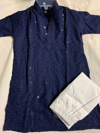 2-3 Days Delivery! Indian Boys Kurta Pyjama Ready to Wear Rayon Cotton Party Wear Chikankari Work, Listing ID: 9028658921754