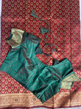 2-3 Days Delivery! Banarasi Silk Premium Fancy Designer Silk Saree Fully Stitched Blouse, Listing ID: 8957760536858