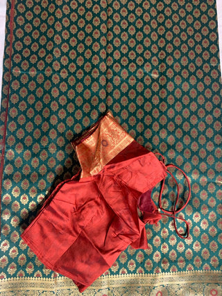 2-3 Days Delivery! Banarasi Silk Premium Fancy Designer Silk Saree Fully Stitched Blouse, Listing ID: 8957760536858