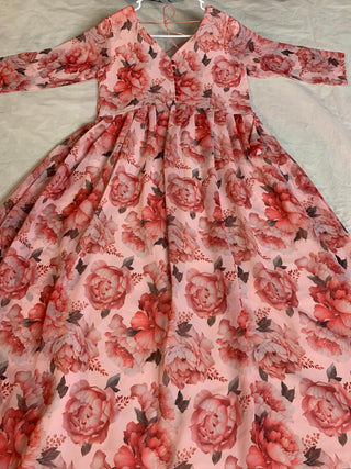 2-3 Days Delivery! Kurti Set for Women Ready to Wear Georgette Alia Cut Party Wear Peach Color , Listing ID: 8710040027418