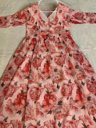 2-3 Days Delivery! Kurti Set for Women Ready to Wear Georgette Alia Cut Party Wear Peach Color , Listing ID: 8710040027418