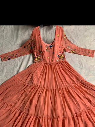 Ship From India! Varman Dresses For Women Party Wear Gown Kurtis Suit Georgette with Sequins Embroidery Thread Work, Listing ID: PRE8729472762138