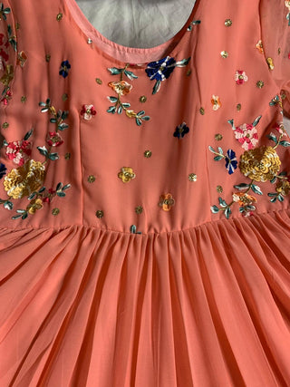 Ship From India! Varman Dresses For Women Party Wear Gown Kurtis Suit Georgette with Sequins Embroidery Thread Work, Listing ID: PRE8729472762138