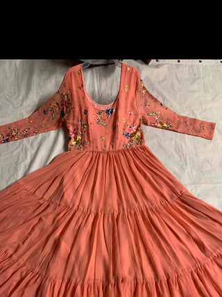2-3 Days Delivery! Dresses For Women Party Wear Gown Kurtis Suit Georgette with Sequins Embroidery Thread Work, Listing ID: 8970615226650