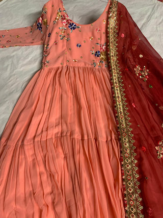 2-3 Days Delivery! Dresses For Women Party Wear Gown Kurtis Suit Georgette with Sequins Embroidery Thread Work, Listing ID: 8970615226650