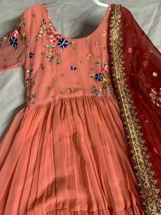 2-3 Days Delivery! Dresses For Women Party Wear Gown Kurtis Suit Georgette with Sequins Embroidery Thread Work, Listing ID: 8970615226650
