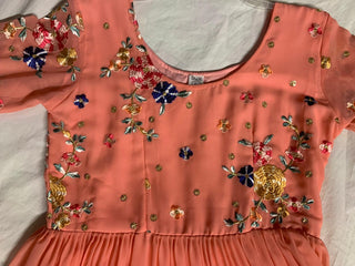 2-3 Days Delivery! Dresses For Women Party Wear Gown Kurtis Suit Georgette with Sequins Embroidery Thread Work, Listing ID: 8970615226650
