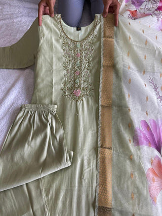 Ship From India! Varman Dresses For Women Party Wear Kurtis Set Roman Silk with Embroidery Sequence Work, Listing ID: PRE9629712482586