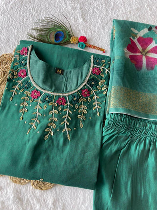 Varman Dresses For Women Party Wear Kurtis Set Roman Silk with Embroidery Sequence Work, Listing ID: 9582364492058