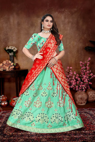 2-3 Days Delivery! Indian Lehenga for Women Ready to Wear Lehenga Choli Banarasi with Zari Work Party Wear Yellow Color Fully Stitched Blouse, Listing ID: 9661603021082