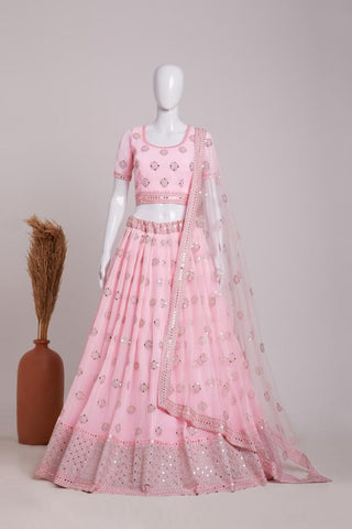 2-4 Days Delivery! Beautiful Heavy Georgette Lehenga, Blouse & Dupatta Set With Embroidery Sequins Work, Listing ID: 9861118558490