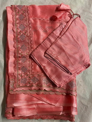 1-4 Days Delivery! Classic Vichitra Silk Saree With Zari Stone Work And Blouse With Embroidery Work, Listing ID: 9871311339802