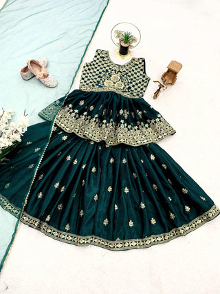 1-4 Days Delivery! Top, Palazzo, Dupatta 3 Piece Set Girls Ready to Wear Heavy Chinon Silk Embroidery Sequence Work, Listing ID: PRE9898387865882