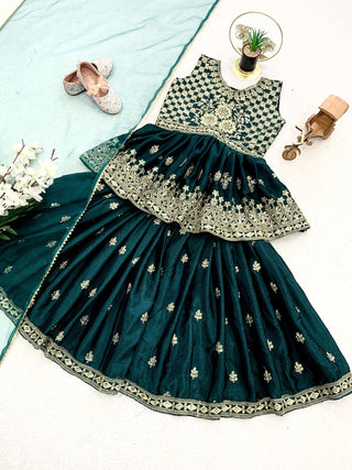 1-4 Days Delivery! Top, Palazzo, Dupatta 3 Piece Set Girls Ready to Wear Heavy Chinon Silk Embroidery Sequence Work, Listing ID: PRE9898387865882