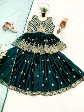 1-4 Days Delivery! Top, Palazzo, Dupatta 3 Piece Set Girls Ready to Wear Heavy Chinon Silk Embroidery Sequence Work, Listing ID: PRE9898387865882