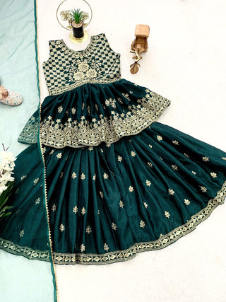 1-4 Days Delivery! Top, Palazzo, Dupatta 3 Piece Set Girls Ready to Wear Heavy Chinon Silk Embroidery Sequence Work, Listing ID: PRE9898387865882
