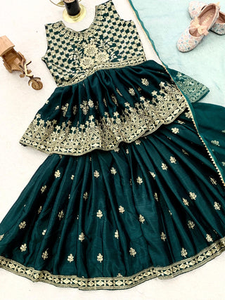 1-4 Days Delivery! Top, Palazzo, Dupatta 3 Piece Set Girls Ready to Wear Heavy Chinon Silk Embroidery Sequence Work, Listing ID: PRE9898387865882