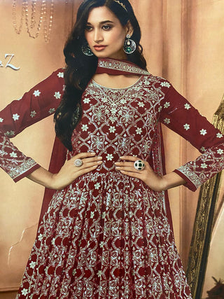 1-4 Days Delivery! Georgette Long Gown with Dupatta and Sequence Embroidery Thread work, Listing ID: 9904187277594