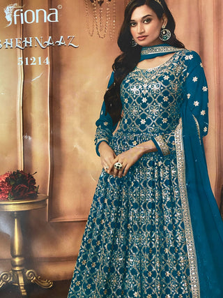 1-4 Days Delivery! Georgette Long Gown with Dupatta and Sequence Embroidery Thread work, Listing ID: 9904187277594