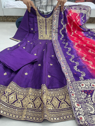 banana-silk-anarkali-flared-kurti-pant-dupatta-with-golden-zari-work-color-purple-7