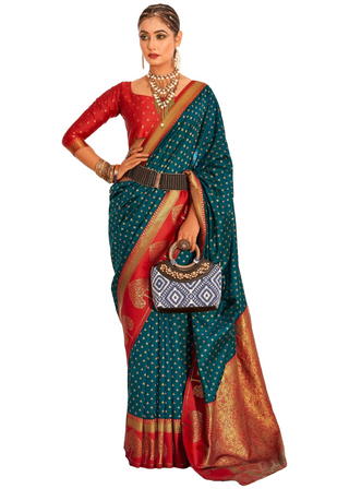 banarasi-vrishabha-silk-saree-with-zari-weaving-work-dark-green