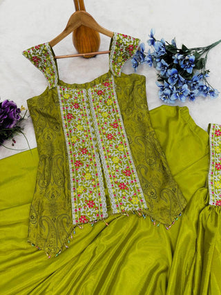 banglory-silk-with-chinon-top-plazzo-dupatta-set-with-multi-color-embroidery-sequence-work-mahendi-10