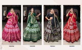 blended-tussar-silk-lehenga-set-with-Leheriya-foil-print-work-1