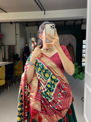 blended_tussar_silk_lehenga_set_with_patola_print_with_foil_work_green_7