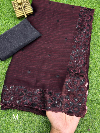 blooming-chiffon-saree-with-black-sequin-with-tone-to-tone-thread-work-color-brown-1
