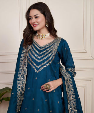 chanderi-silk-kurti-pant-dupatta-with-sequence-embroidery-work-color-blue-3