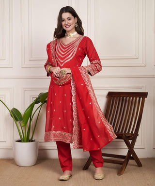 chanderi-silk-kurti-pant-dupatta-with-sequence-embroidery-work-color-red-1